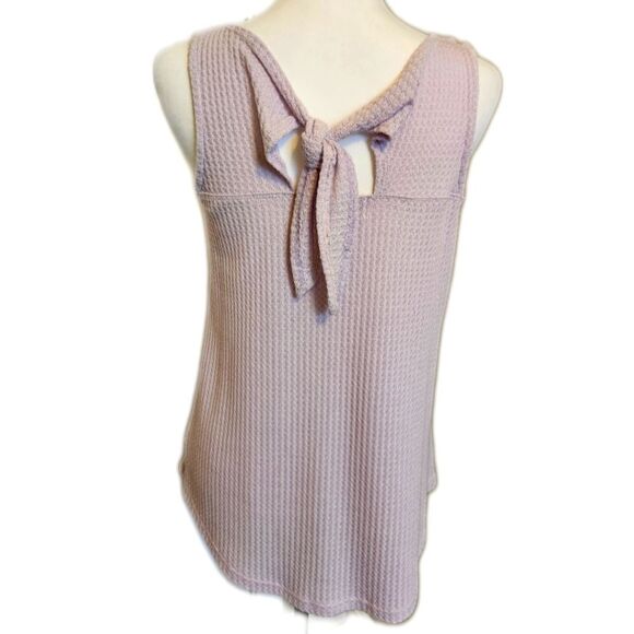 Sinuous lavender waffle-knit tie back tank top - Small - Made in the USA - Picture 2 of 6